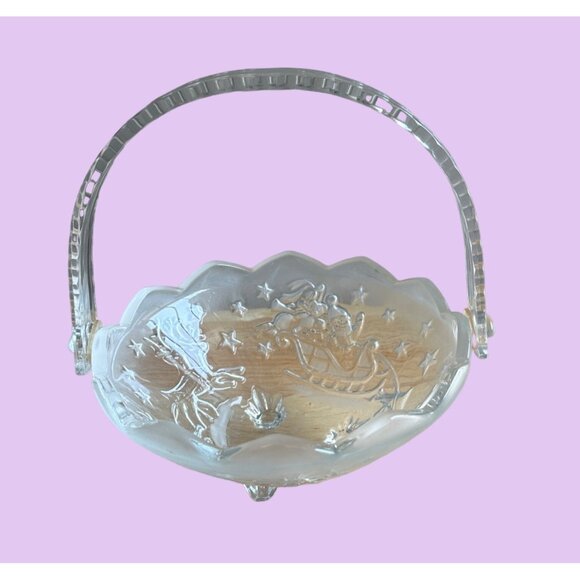 Mikasa Crystal Basket Santa's Sleigh With Reindeer Christmas Night - Picture 3 of 8